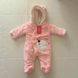 PatPat Newborn Baby Pink Bunny Hooded Jumpsuit Romper Outfit NWT